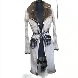 Grifflin Paris Knit and Faux Fur Duster Size S